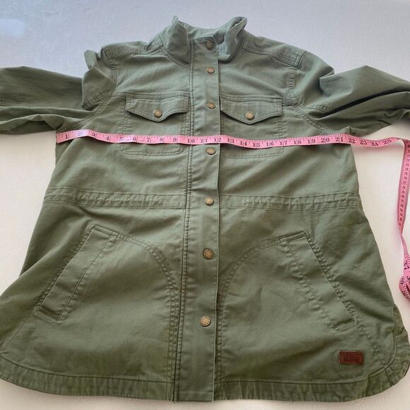 L.L.Bean Utility Jacket Women’s XL – Green Field Coat Snap Button Zip - Picture 11 of 14